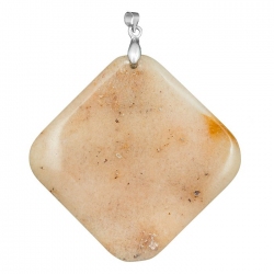 Golden Jade Pendant Flat Square with Silver Plated Bail 60mm