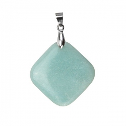 Amazonite Flat Square Pendant (Silver Plated Bail) 32mm