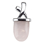 Rose Quartz Pendant Tongue Gemstone with Silver Plated Bail