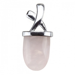 Rose Quartz Pendant Tongue Gemstone with Silver Plated Bail