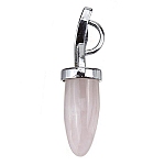Rose Quartz Pendant Tongue Gemstone with Silver Plated Bail