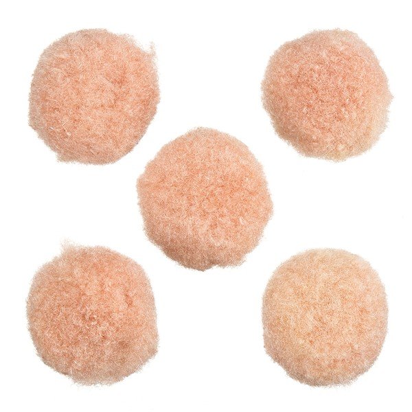 Light Brown Wool Pom Pom Round Ball Beads 20mm Pack of 5 (PK5)