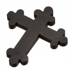 Black Large Wood Orthodox Cross Pendant Hand Carved 45x52mm PK1
