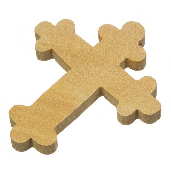 Brown Large Wood Orthodox Cross Carved Pendant Necklace 51mm PK1