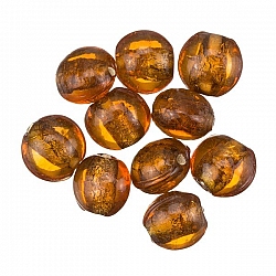 Silver Lined Transparent Brown Disc Glass Bead 10mm (PK10)