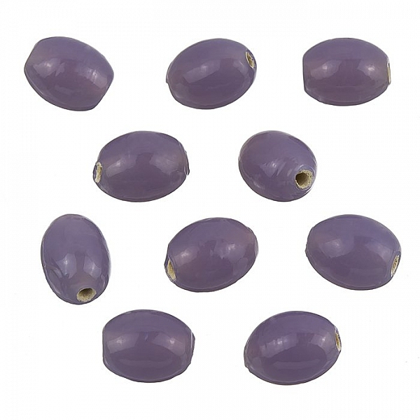 Shiny Lilac Semi Transparent Oval Glass Beads 10x8mm PK10