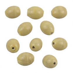 Shiny Opaque Light Brown/Cream Oval Glass Beads 10x8mm PK10