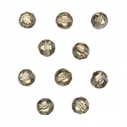 Transparent Grey 8mm Faceted Crystal Round Glass Beads PK10