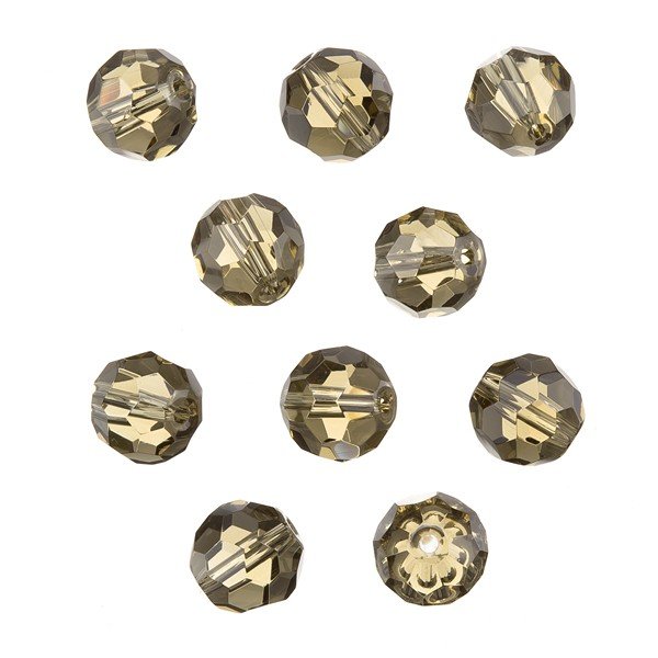 Transparent Grey 10mm Faceted Crystal Round Glass Beads PK10