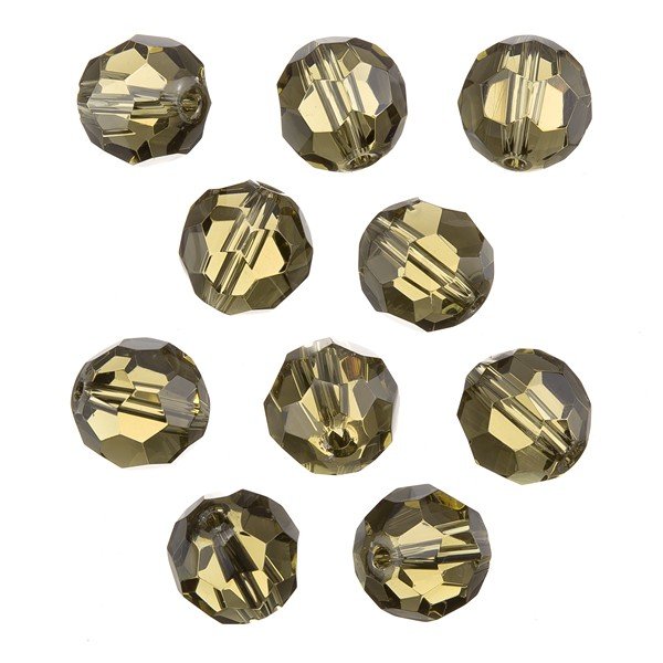 Trans. Grey 12mm Faceted Crystal Round Glass Beads PK10