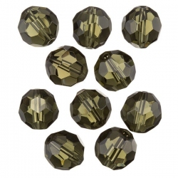 Transparent Grey 14mm Faceted Crystal Round Glass Beads PK10