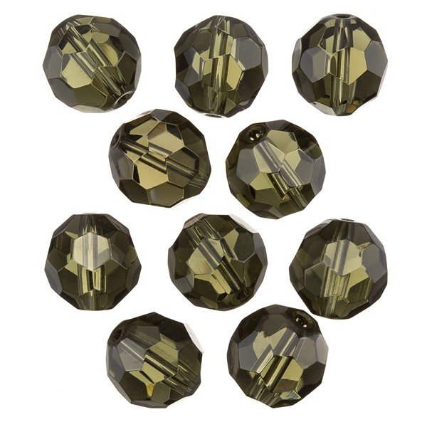 Transparent Grey 14mm Faceted Crystal Round Glass Beads PK10