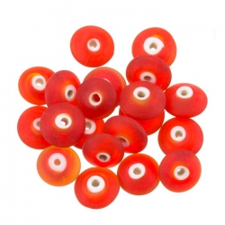 Donut Shape Matt Frosted Red Glass Bead 10mm-12mm PK20