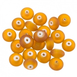 Donut Shape Frosted Copper Brown Glass Bead 12mm PK20