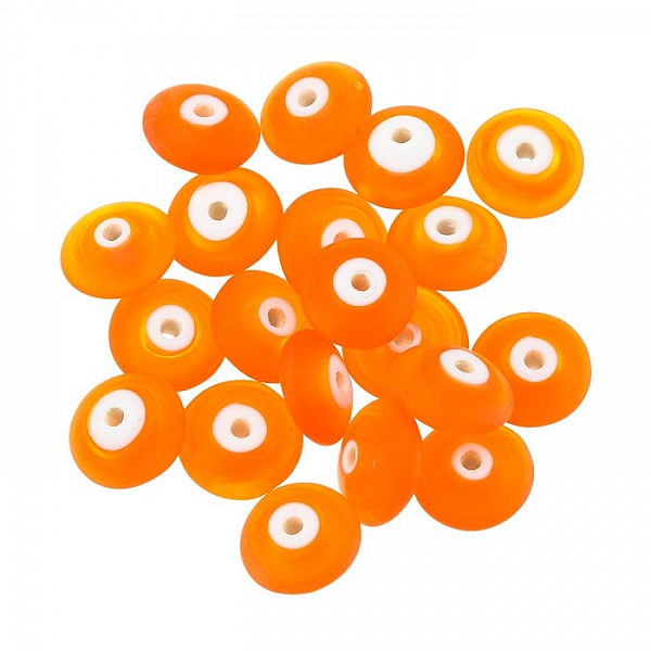 Donut Shape Matt Frosted Orange Glass Bead 10-12mm PK20