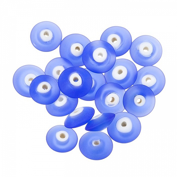 Donut Shape Matt Frosted Dark Blue Glass Bead 12mm PK20