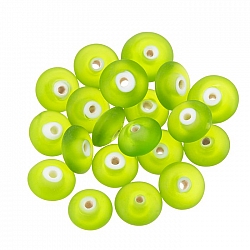 Donut Shape Matt Frosted Green Glass Bead 12x5mm PK20