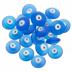 Donut Shape Matt Frosted Blue Glass Bead 12mm PK20