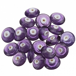 Donut Shape Shiny Trans. Purple Glass Bead 12mm PK20
