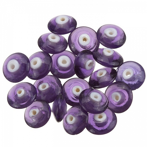 Donut Shape Shiny Trans. Purple Glass Bead 12mm PK20
