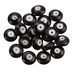 Donut Shape Shiny Opaque Black Glass Bead 12mm PK20