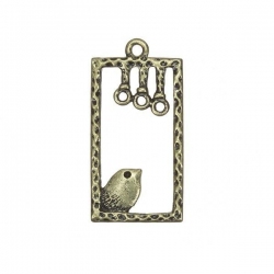Antique Gold Bird Rectangle Charm Pendants 37x19mm PK1