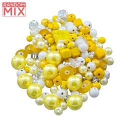 BeadsJar Yellow Beads Mixed Glass and Acrylic 100g