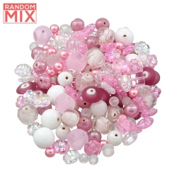 BeadsJar Pink Beads Mixed Glass and Acrylic 100g