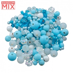 BeadsJar Blue Beads Mixed Glass and Acrylic 100g