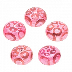 Donut Shaped Pink Leopard Print 11mm Glass Beads PK5