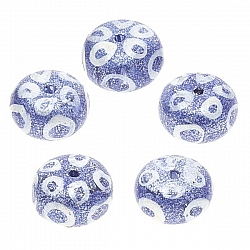 Blue Eye Print Style Hand Painted Donut Glass Beads PK5