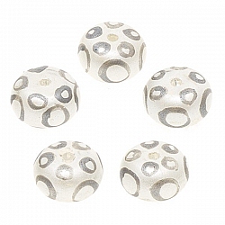 Silver Leopard Print Hand Painted Donut Glass Bead PK5