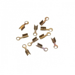 Small Brass Plated Fold Over Cord End Tips 7x2mm - PK10