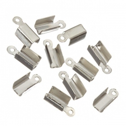 Silver Fold Over Jewellery Cord End Tips 12x4mm - PK10