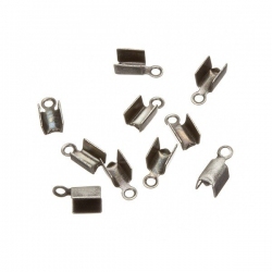 Antique Silver Plated Fold Over Cord End Tip 8x4mm PK10