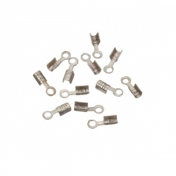 Small Antique Silver Fold Over Cord End Tips 7x2mm PK10