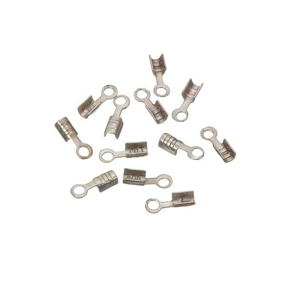 Small Antique Silver Fold Over Cord End Tips 7x2mm PK10