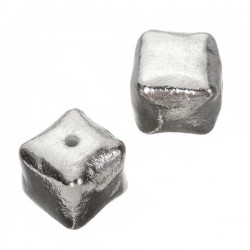 Large Bright Silver Smooth Metal Cube Beads 16mm PK2