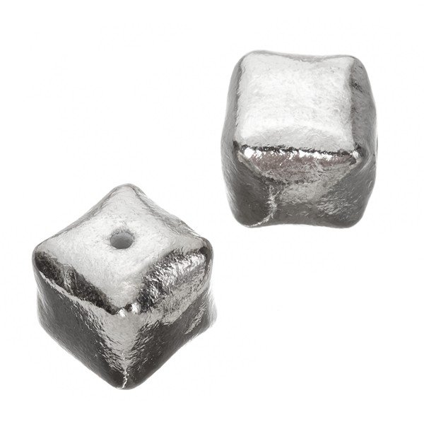 Large Bright Silver Smooth Metal Cube Beads 16mm PK2
