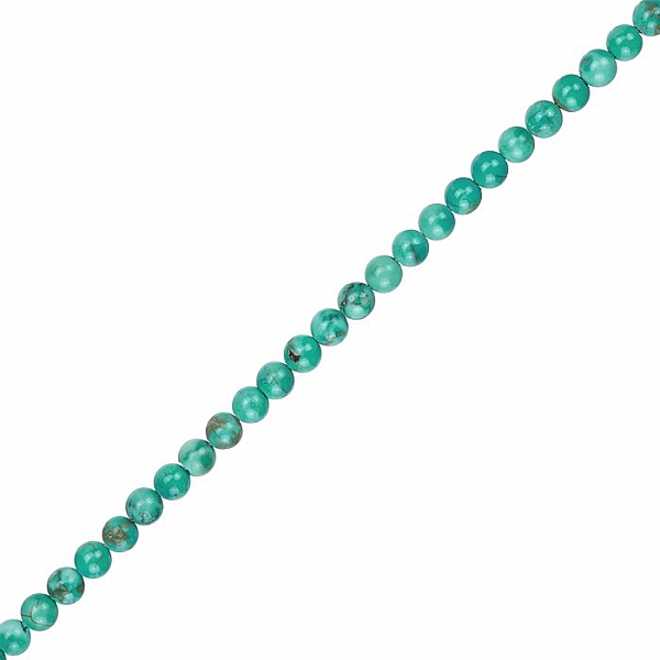 Blue Turquoise 4mm Round Gemstone Beads 15.5" Strand