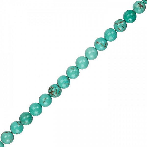 Blue Turquoise Round Gemstone Beads 6mm 15.5" Strand