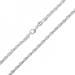 Sterling Silver 925 POW Rope Chain Finished Necklace 18"