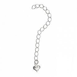 Silver Plated 2.5" Extension Chain With 6mm Heart Charm