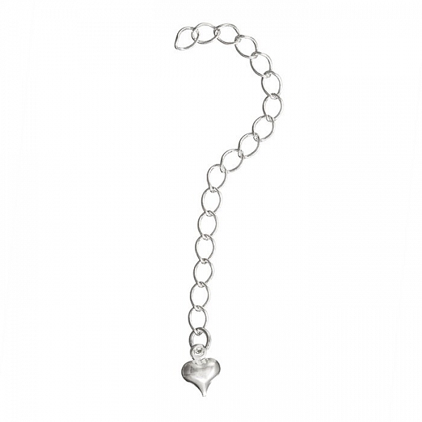 Silver Plated 2.5" Extension Chain With 6mm Heart Charm