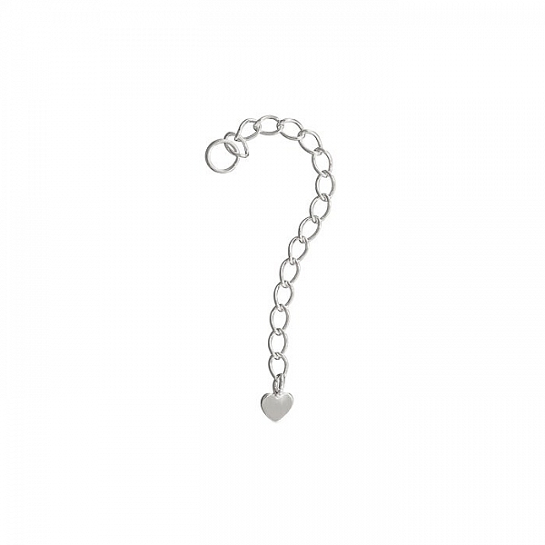 2" Extension Chain With 4mm Heart Sterling Silver 925