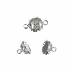 Small Silver Plated Round Magnetic Clasp 15mm Pack of 2