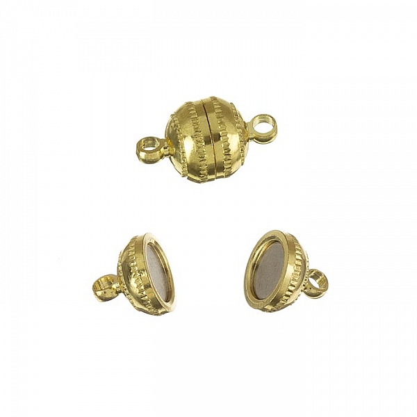 Small Gold Plated Round Magnetic Clasp 15mm Pack of 2