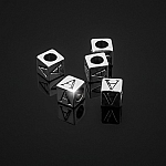 Alphabet Letter Beads 'A' Silver Metal Cube Charm 7mm PK5