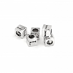 Alphabet Letter Beads 'L' Silver Metal Cube Charm 7mm PK5