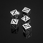 Alphabet Letter Beads 'N' Silver Metal Cube Charm 7mm PK5